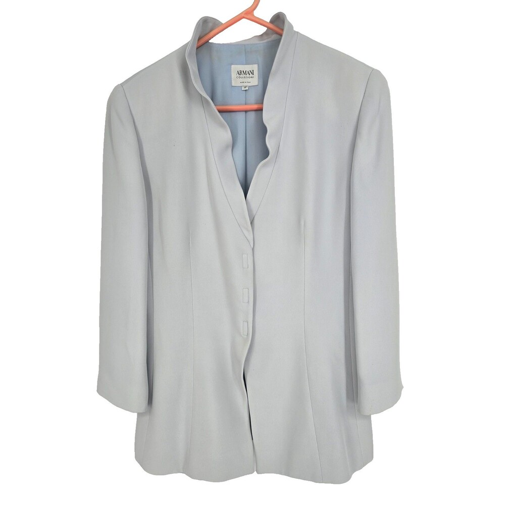 Armani Collezioni Size 10 Womens Blazer Gray Silk Blend Dressy Italy Jacket